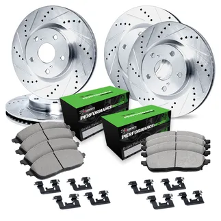 R1 Concepts WGSH2-31027 Drilled & Slotted Silver Rotor Set W/ Performance Sport Pads 